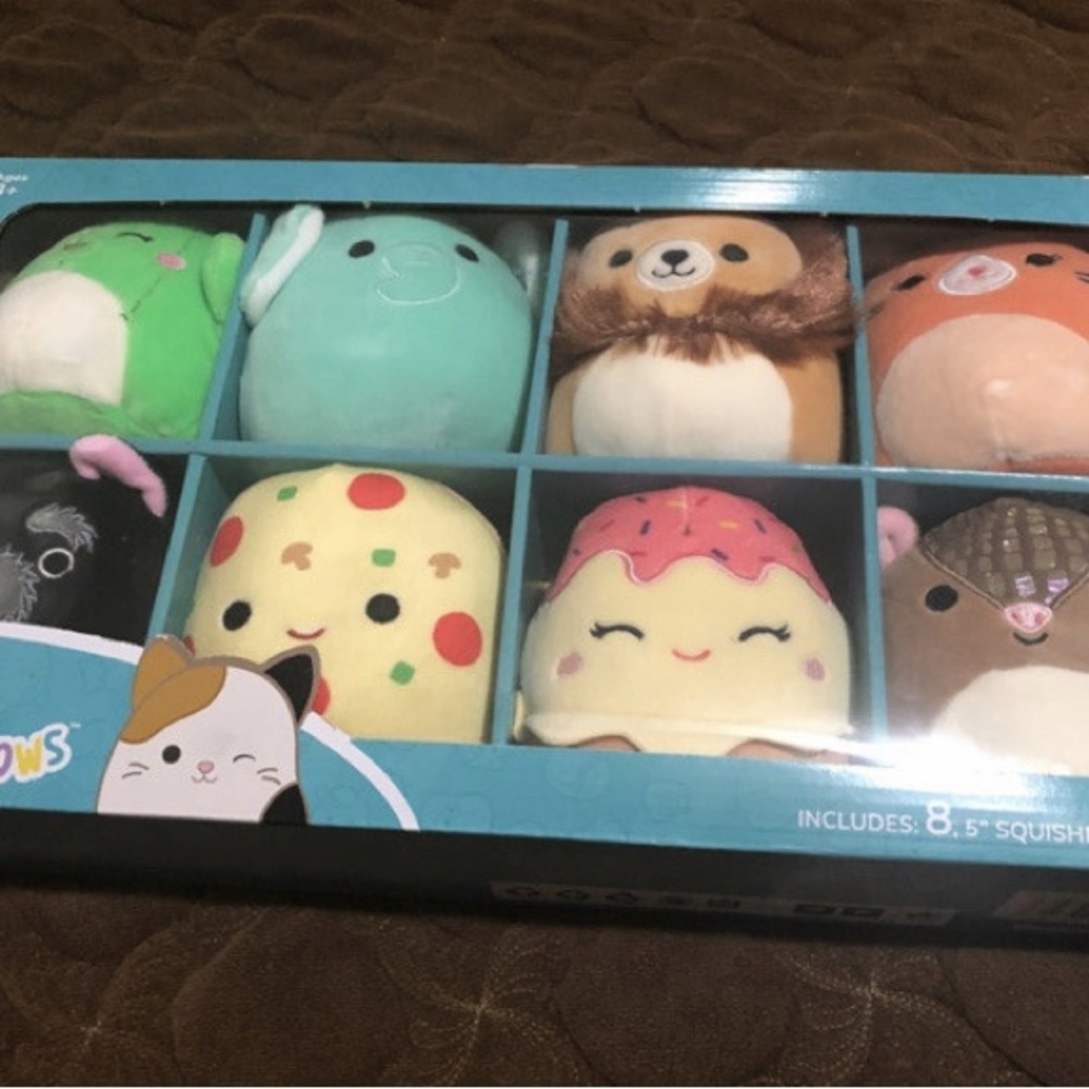 Squishmallows  SQUAD 5” EXCLUSIVE SET OF 8Pet Plush Toy Set - Green, Pink, Brown